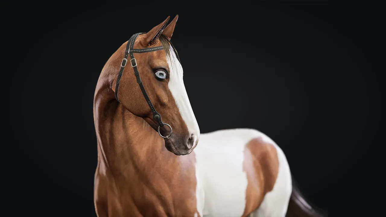 Horse Herd — a realistic game-ready horse with full tack in a natural outdoor scene
